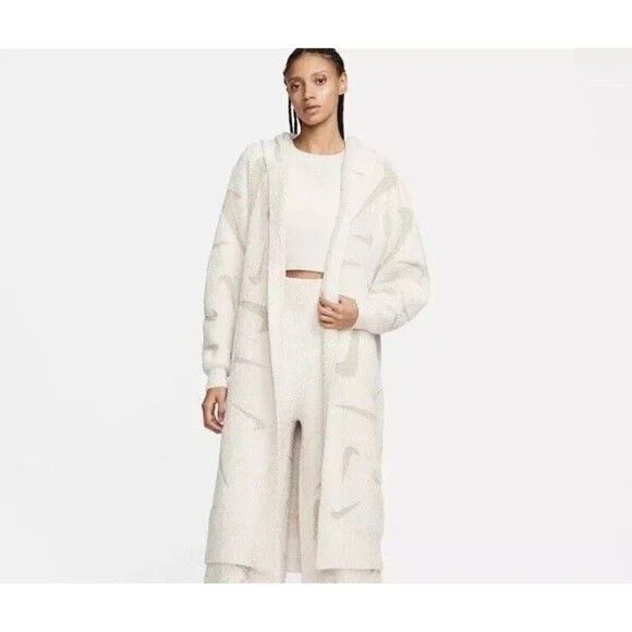 Nike Sportswear Womens SMALL Phoenix Cozy Boucle White Long Knit Cardigan NEW - Picture 5 of 6